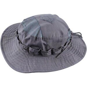Unisex Grey Wide Brim Boonie Breathable Uv Protection Classic Bucket Sun Hat